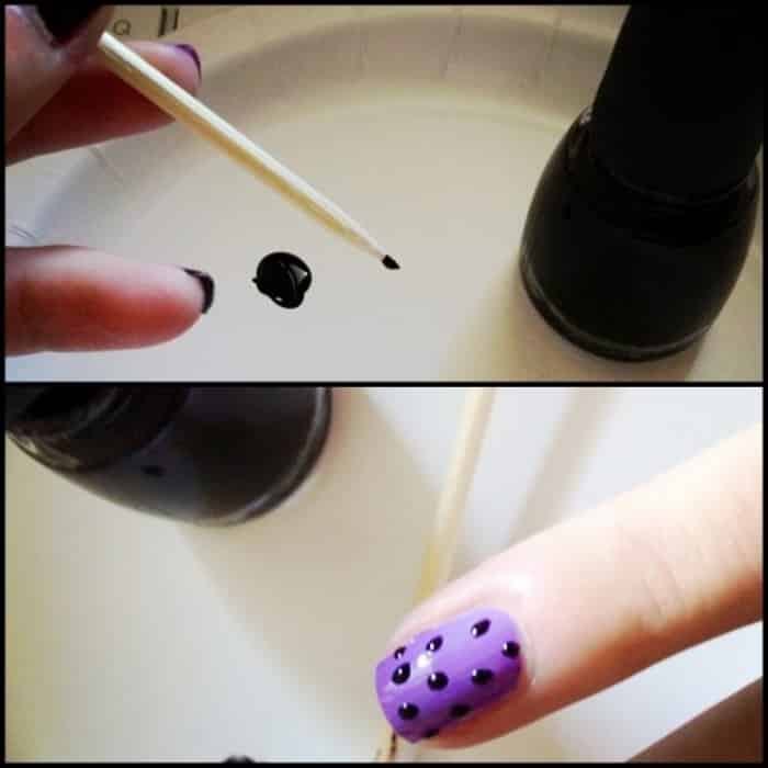 Spot manicure using a pin and toothpick