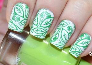 spring stamping manicure