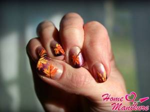 Magical autumn nail art with leaves