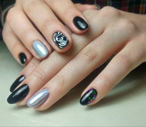 Rubbing - Black and white manicure