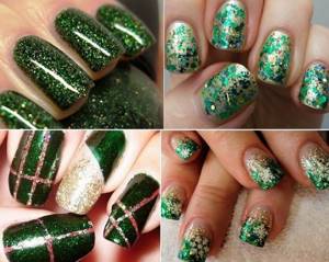 Green New Year&#39;s manicure