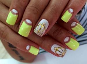 Yellow nails with a crown