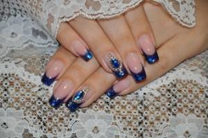 Liquid stone on beautiful extended nails